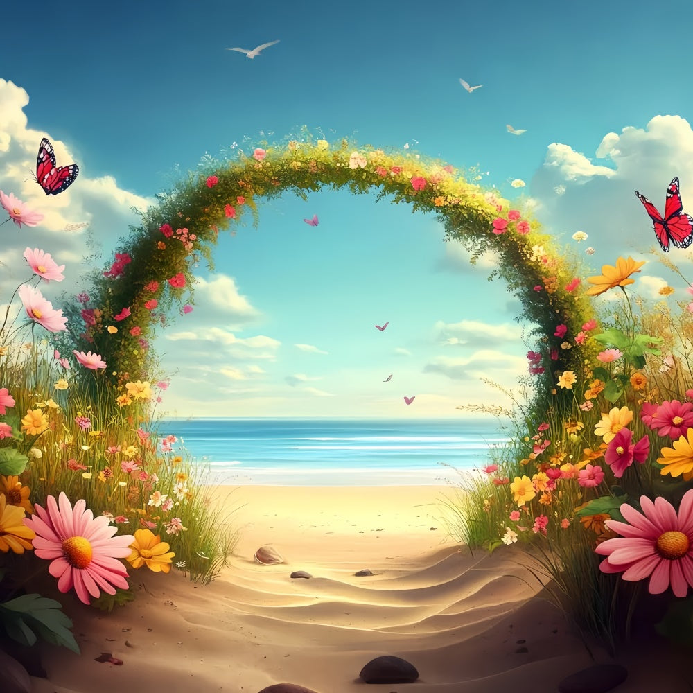 Strand Fotohintergrund Blumen Schmetterlinge Sommerhintergrund CSH5-80