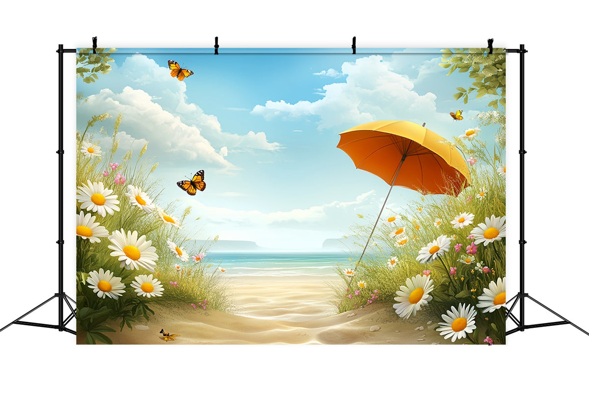 Sommer Strand Backdrop Helle Strandblüten Himmel Backdrop CSH5-81
