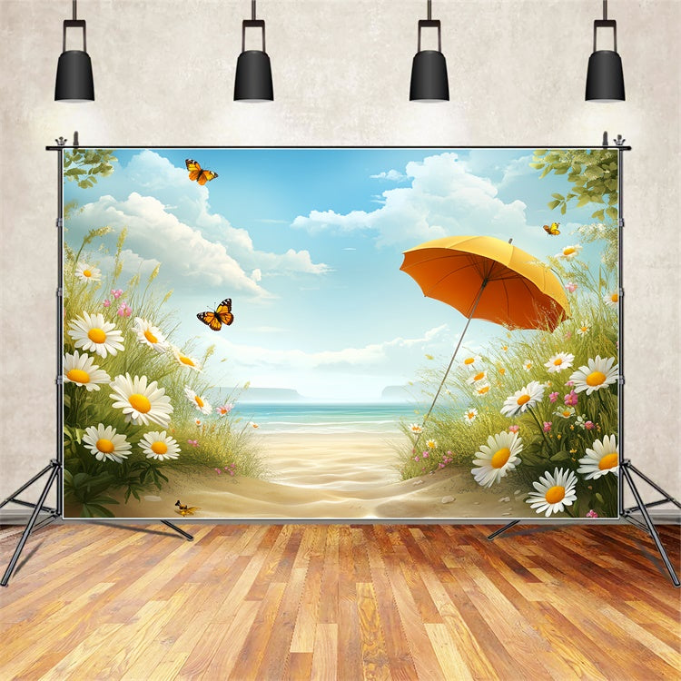 Sommer Strand Backdrop Helle Strandblüten Himmel Backdrop CSH5-81
