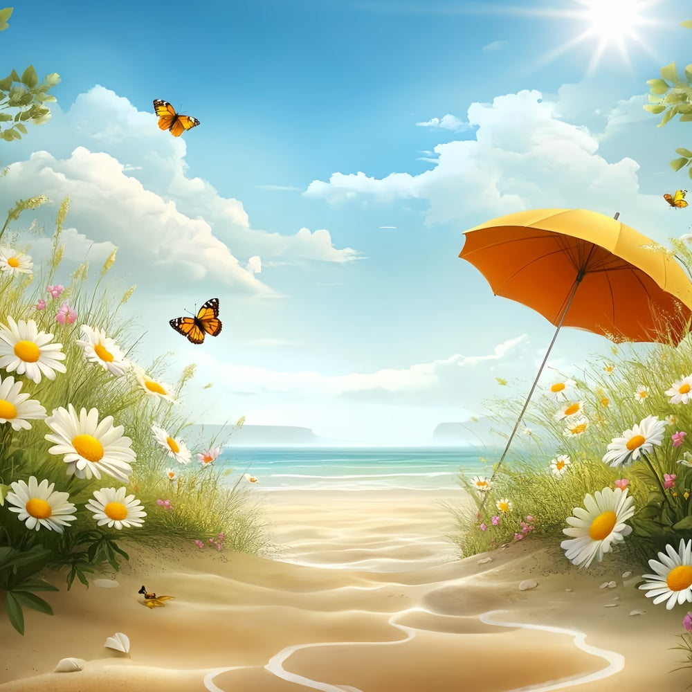 Sommer Strand Backdrop Helle Strandblüten Himmel Backdrop CSH5-81