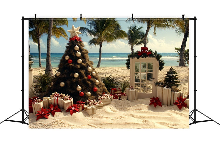Sommer Backdrops Tropischer Strand Weihnachtsbaum Backdrop CSH5-83