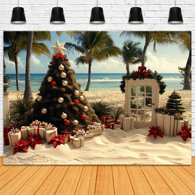 Sommer Backdrops Tropischer Strand Weihnachtsbaum Backdrop CSH5-83