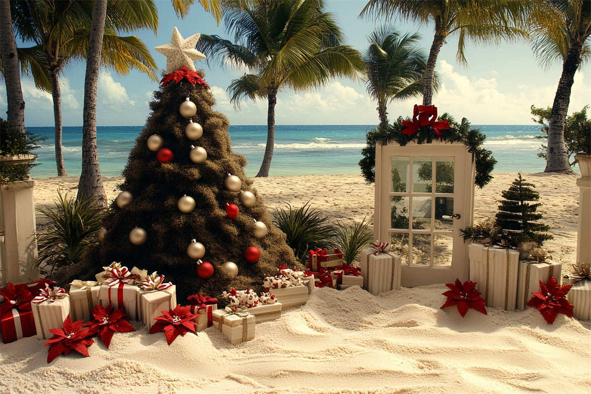 Sommer Backdrops Tropischer Strand Weihnachtsbaum Backdrop CSH5-83
