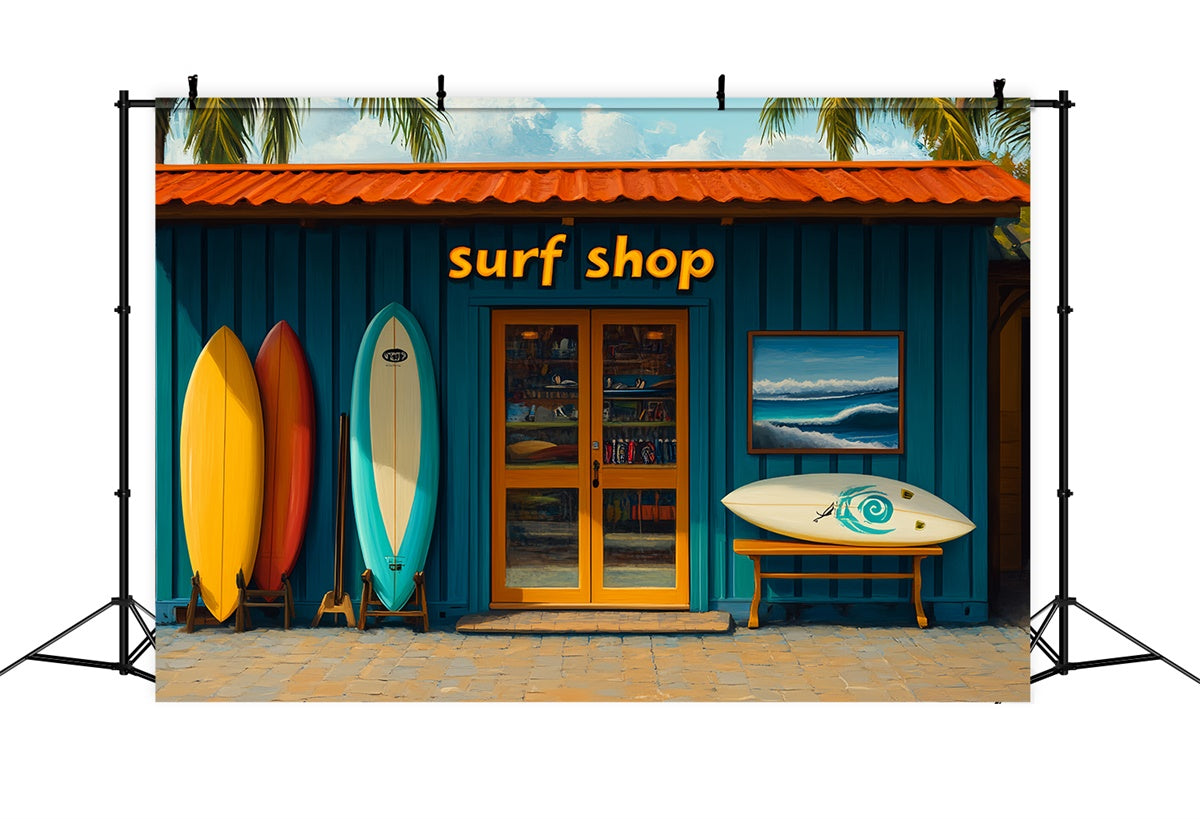 Sommer Backdrops Bunte Surfbretter Strand Shop Hintergrund CSH5-91