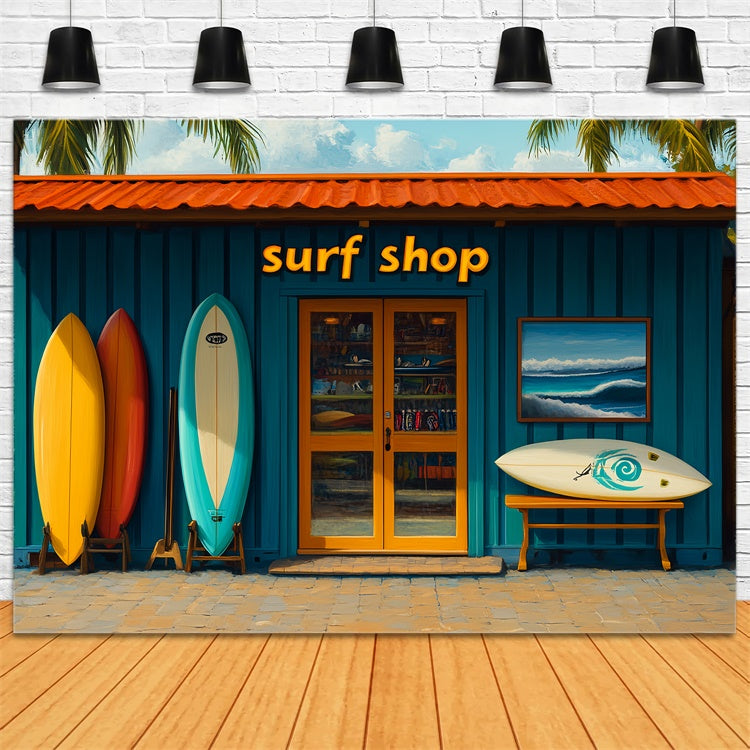 Sommer Backdrops Bunte Surfbretter Strand Shop Hintergrund CSH5-91
