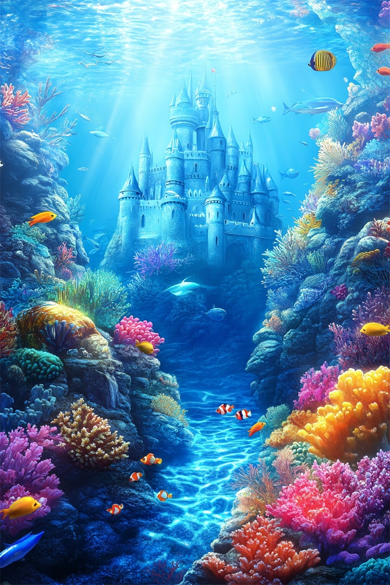 Unterwasser-Hintergrundkulisse Magical Castle Fantasy Sommer-Hintergrundkulisse CSH5-98