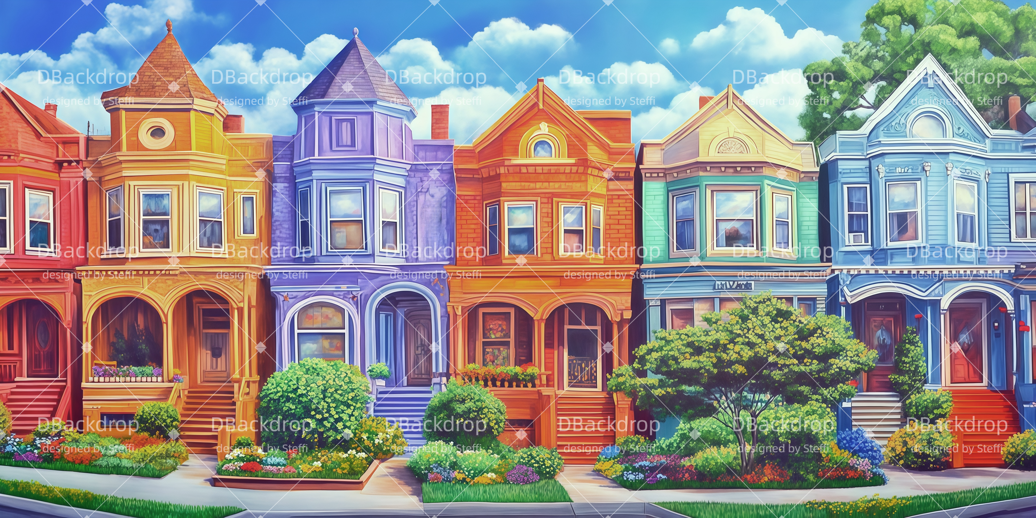 Kirchenbühnenhintergründe „Townhouse Community“ Theaterhintergründe CSH510-T58