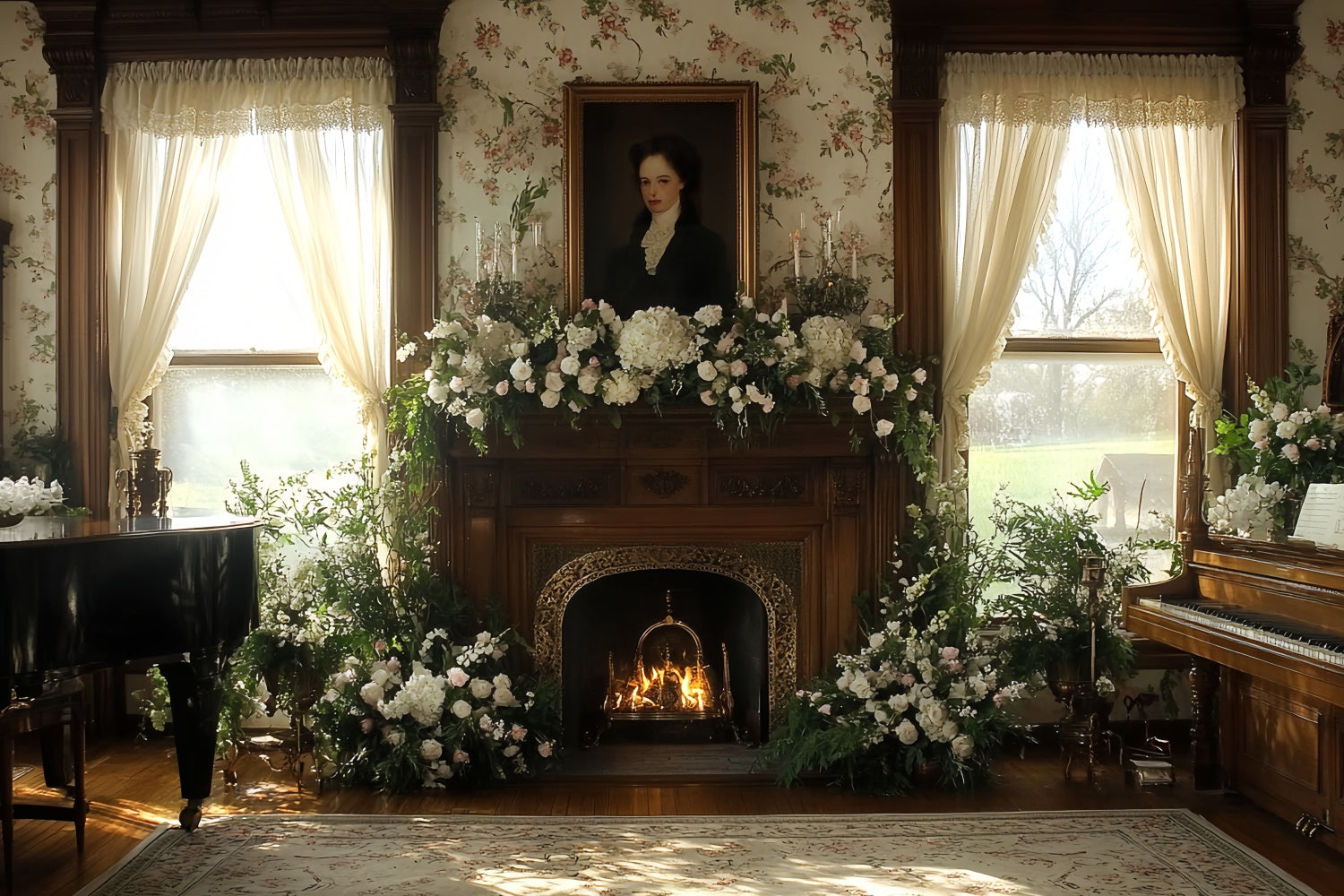 Viktorianischer Fotohintergrund Hearth Bloom Vintage-Hintergrund CSH57-104