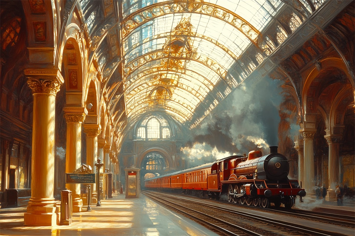 Viktorianische Backdrops Golden Hour Station Vintage Foto Hintergrund CSH57-107