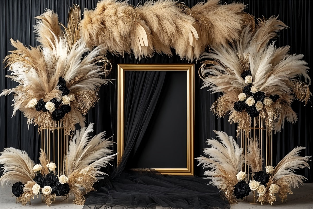 Vintage Hintergrund für Fotoshooting Dunkle Blüte Pampas Hintergrund CSH57-111