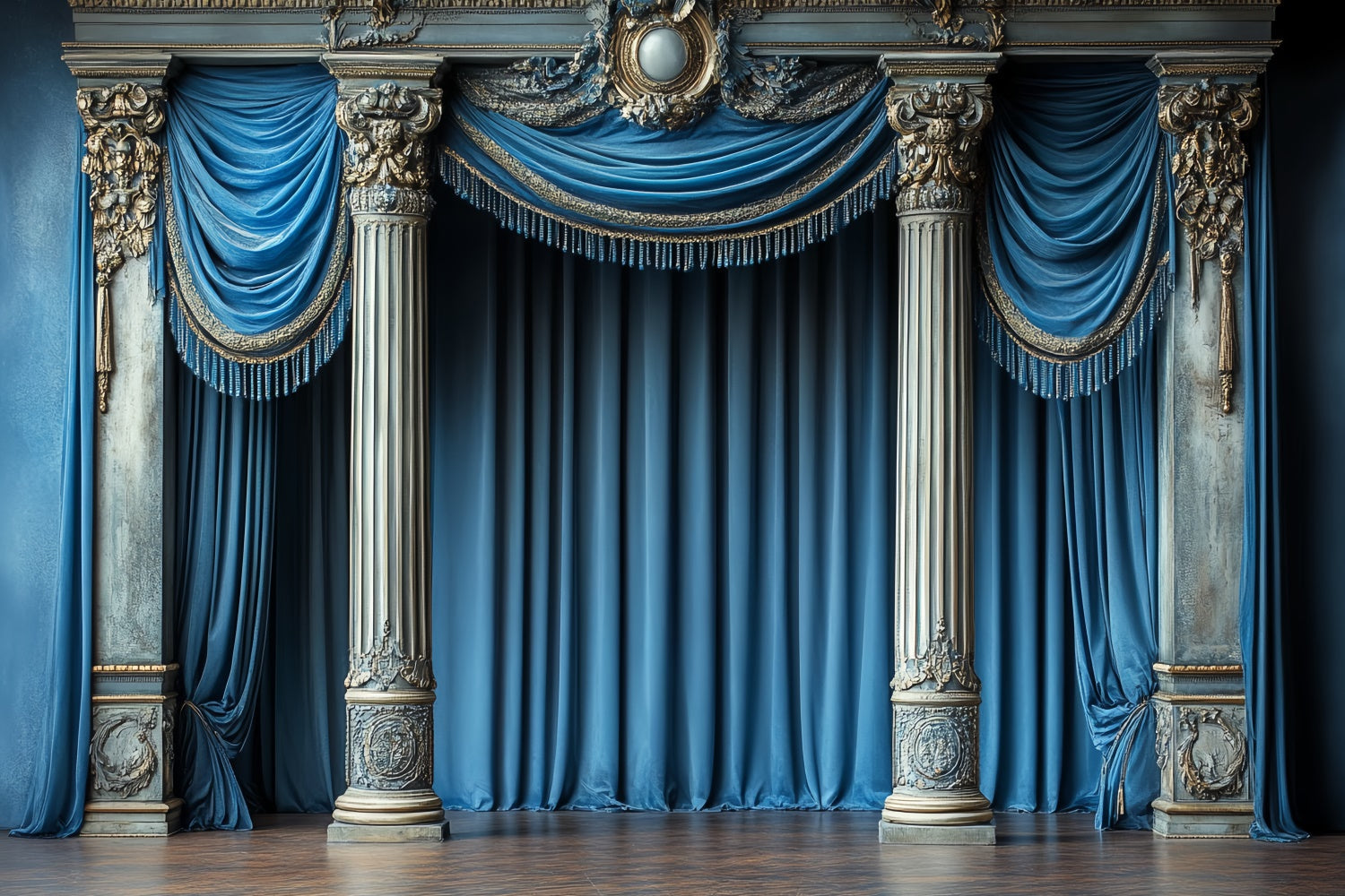Vintage Fotografie Hintergrund Noble Blue Column Backdrop CSH57-112