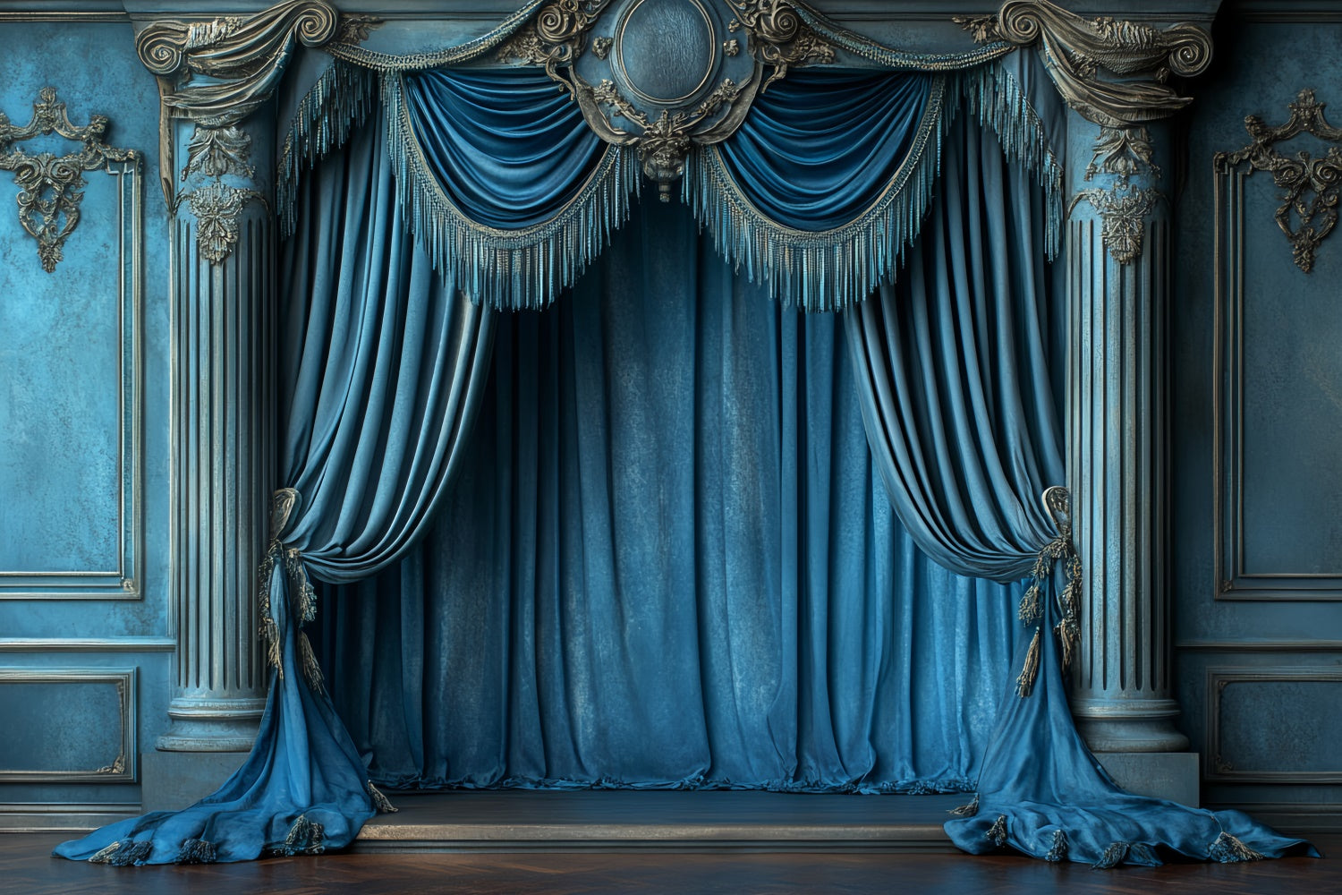 Vintage Foto Hintergrund Regal Sapphire Drapes Backdrop CSH57-113