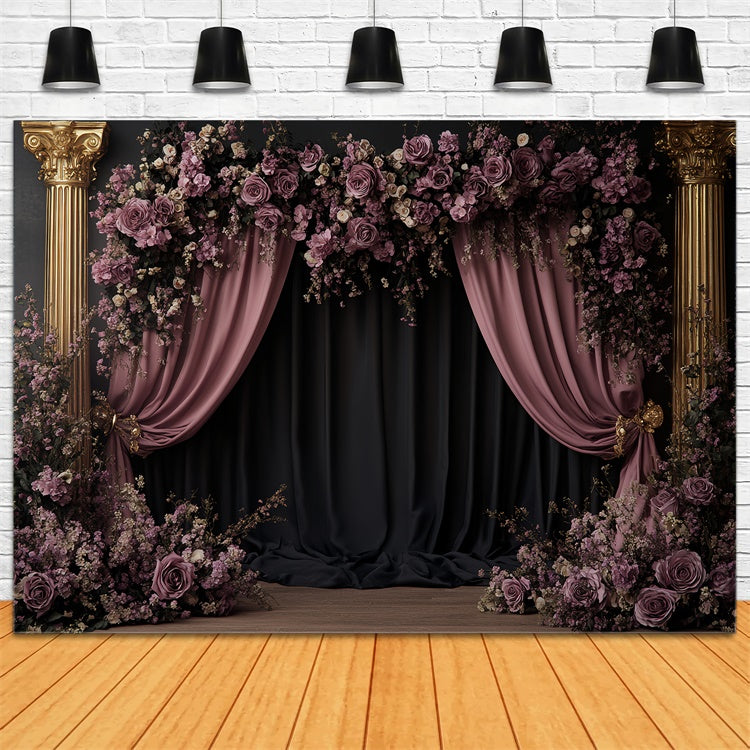 Retro Backdrop Mauve Bloom Arch Vintage Fotohintergrund CSH57-114