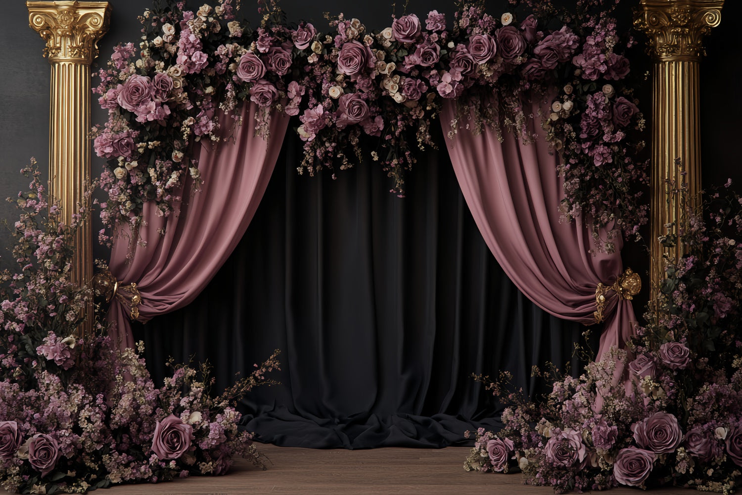 Retro Backdrop Mauve Bloom Arch Vintage Fotohintergrund CSH57-114