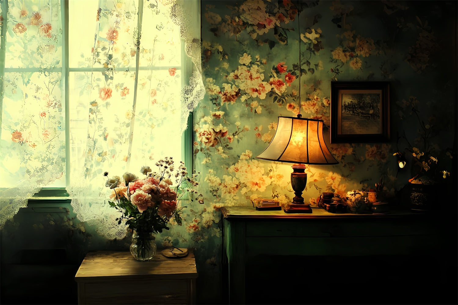 Klassischer Foto Hintergrund Floral Abend Charme Vintage Backdrop CSH57-118