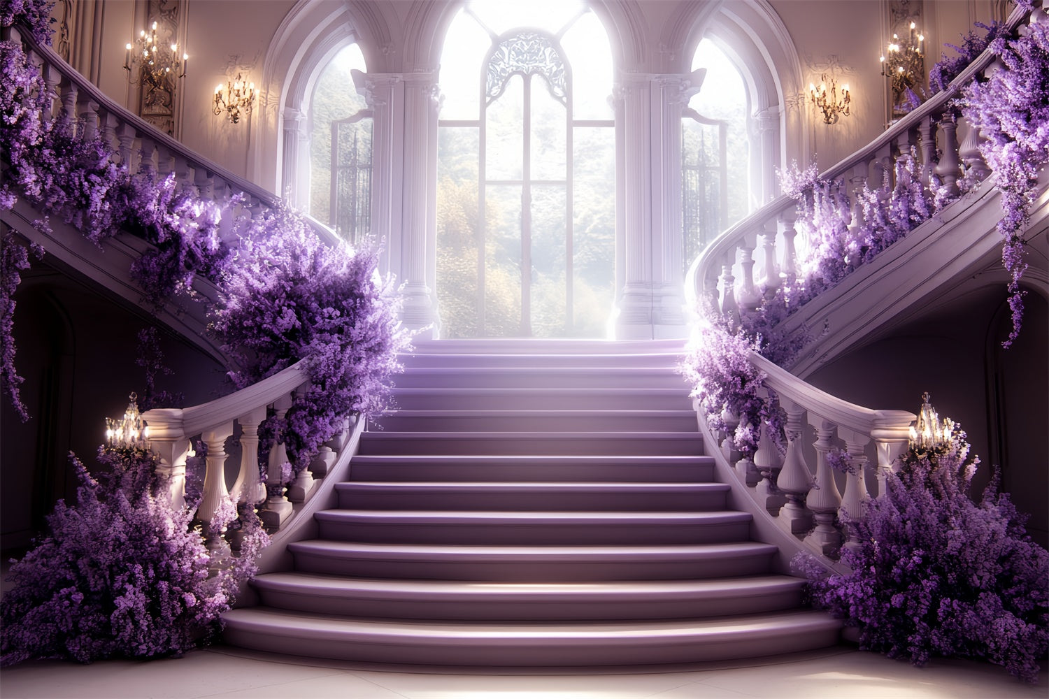 Vintage Backdrops Lavendel Treppe Ballsaal Foto Hintergrund CSH57-123