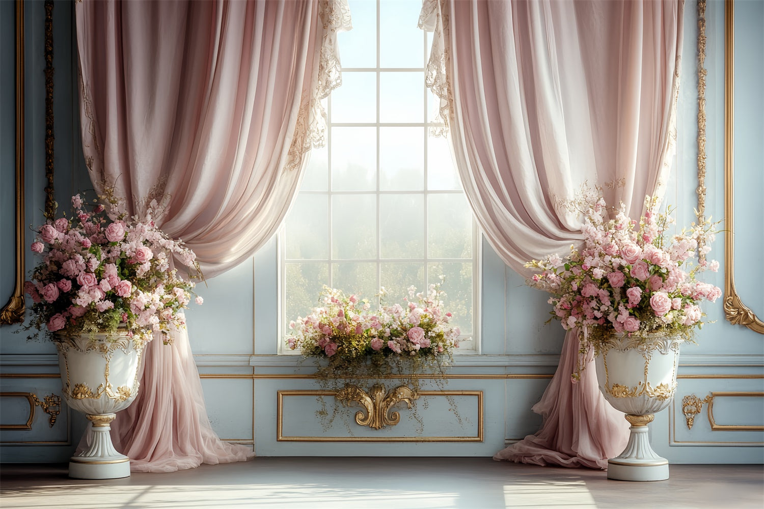 Rokoko Backdrop Blush Curtain Window Vintage Fotohintergrund CSH57-127
