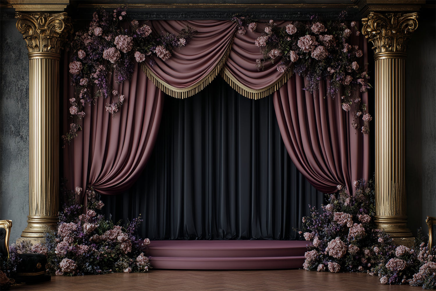 Victorian Backdrops Floral Elegante Bühne Vintage Foto Hintergrund CSH57-132