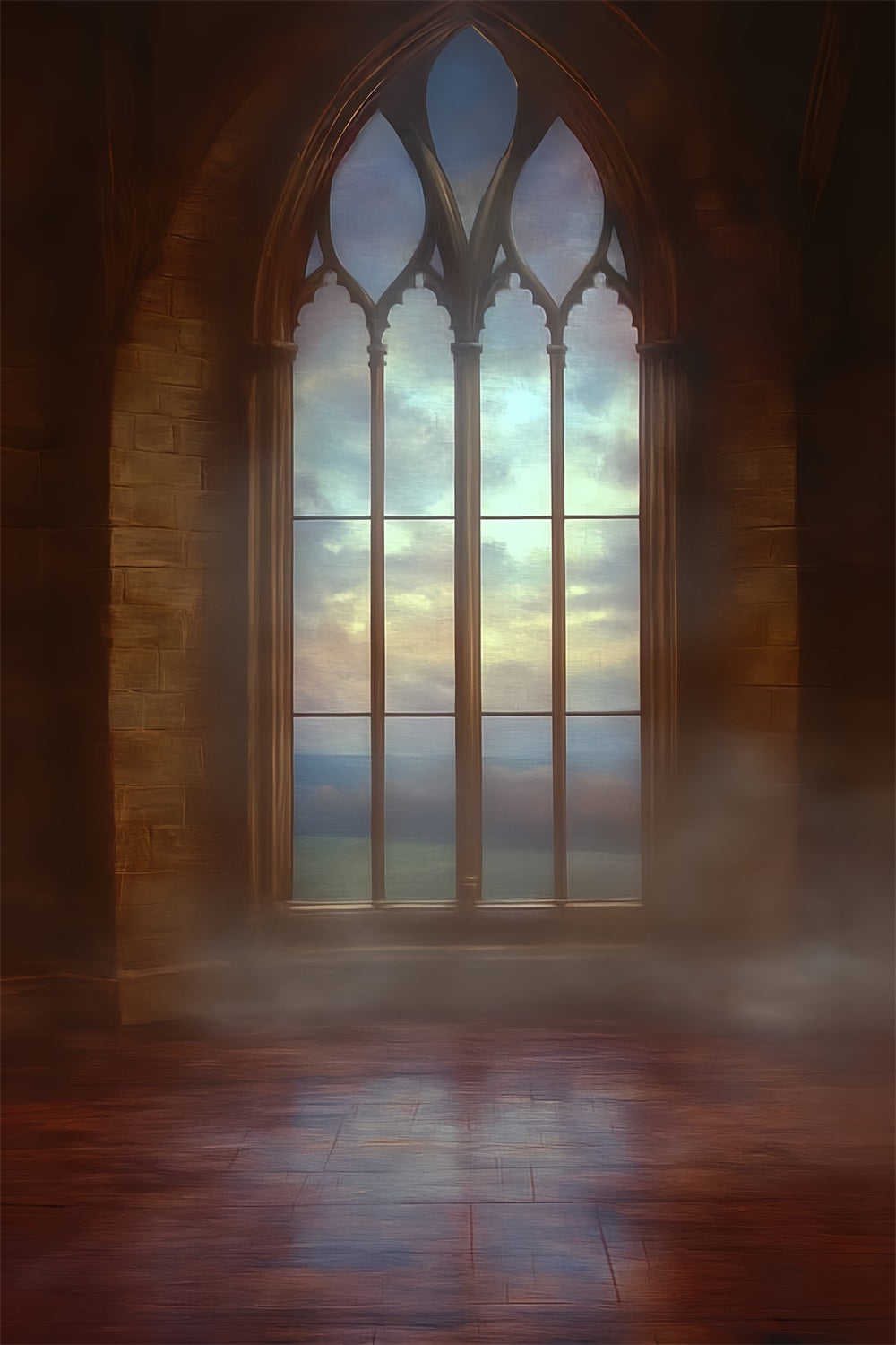 Vintage Fotokulisse Gothic Sonnenaufgang Fenster Backdrops CSH57-133