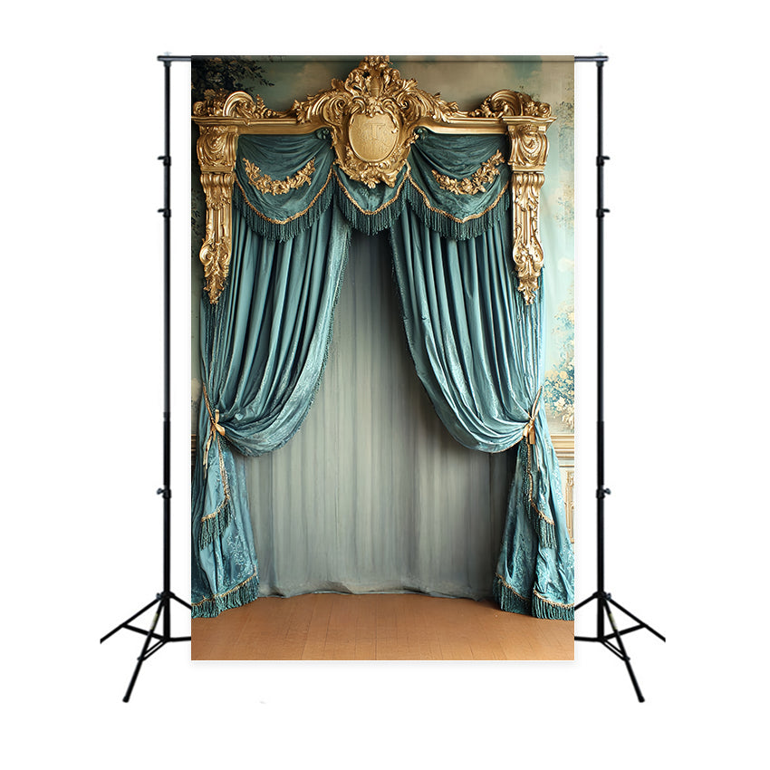 Barocke Hintergrundkulisse Royal Teal Drape Vintage Fotohintergrund CSH57-138