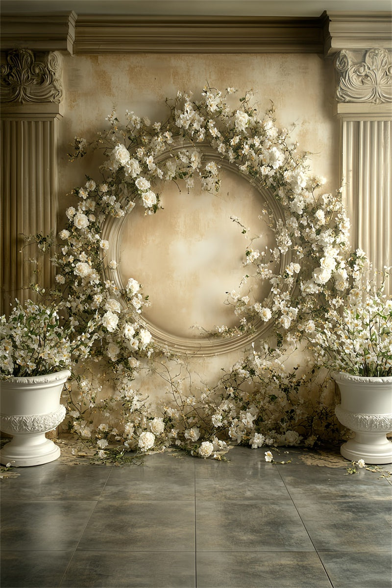 Victorian Foto Hintergrund Cream Rose Wreath Vintage Backdrops CSH57-140