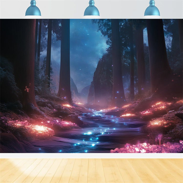 Nacht Wald Kulisse Mystic Twilight River Fotohintergrund CSH57-160