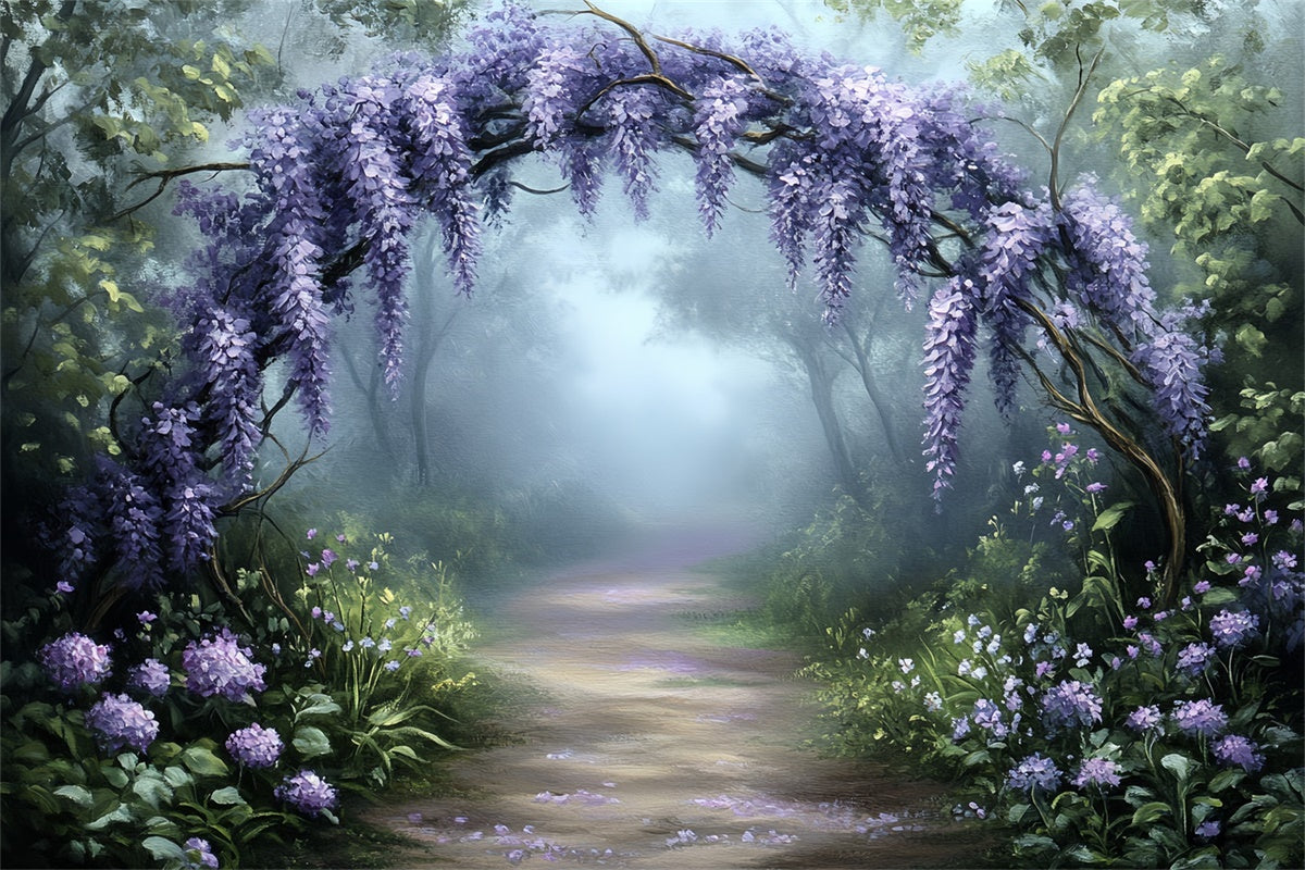 Wald Backdrop Fotografie Lavendel Torbogen Pfad Fotohintergrund CSH57-161
