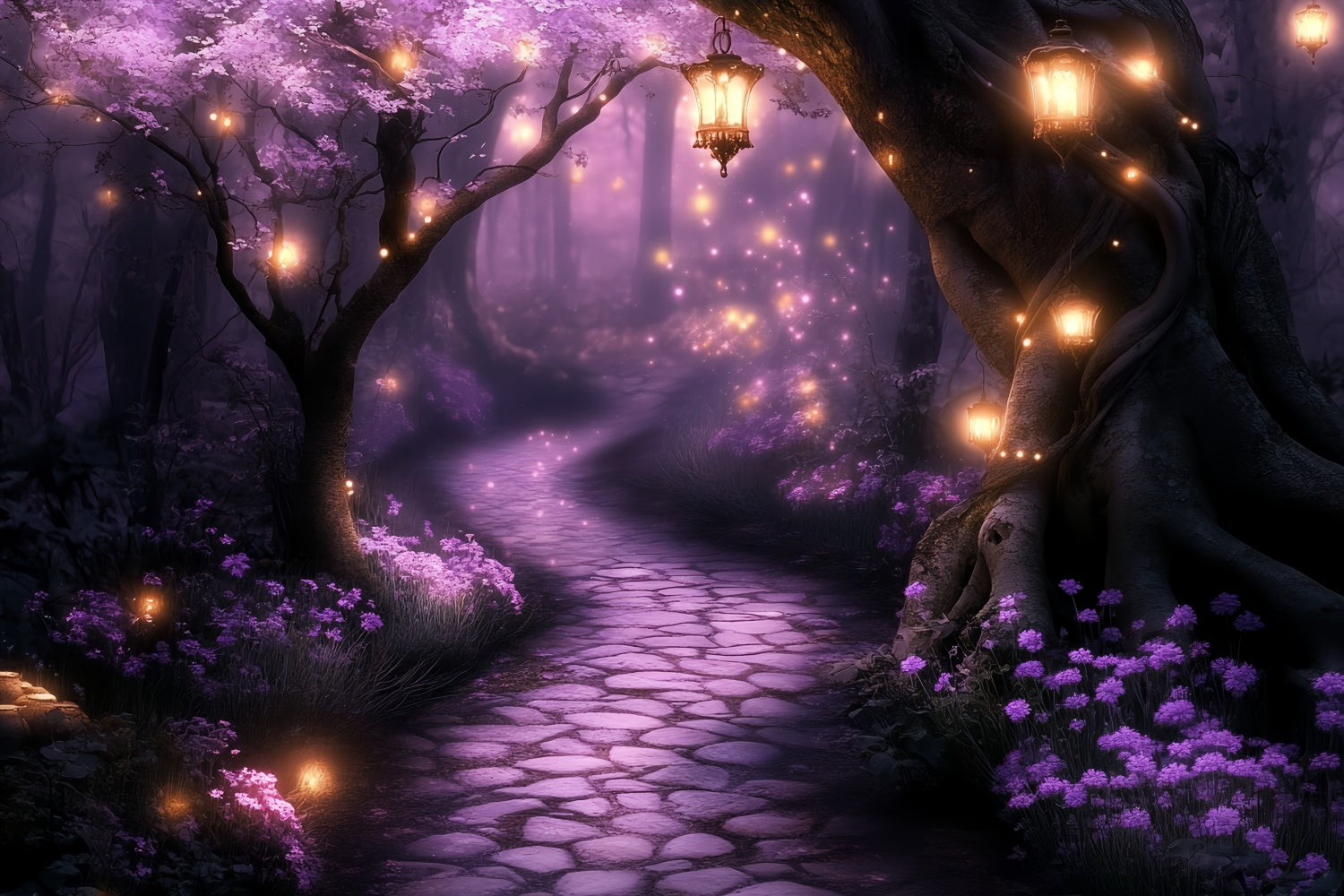 Enchanted Forest Fotohintergrund Mystic Purple Glow Path Backdrop CSH57-164