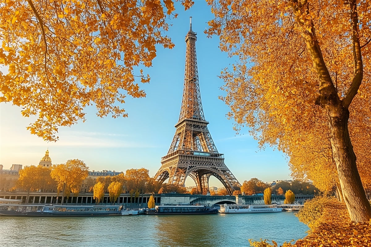Herbst Fotohintergrund Eiffel Ahorn Flussblick Hintergrund CSH57-190