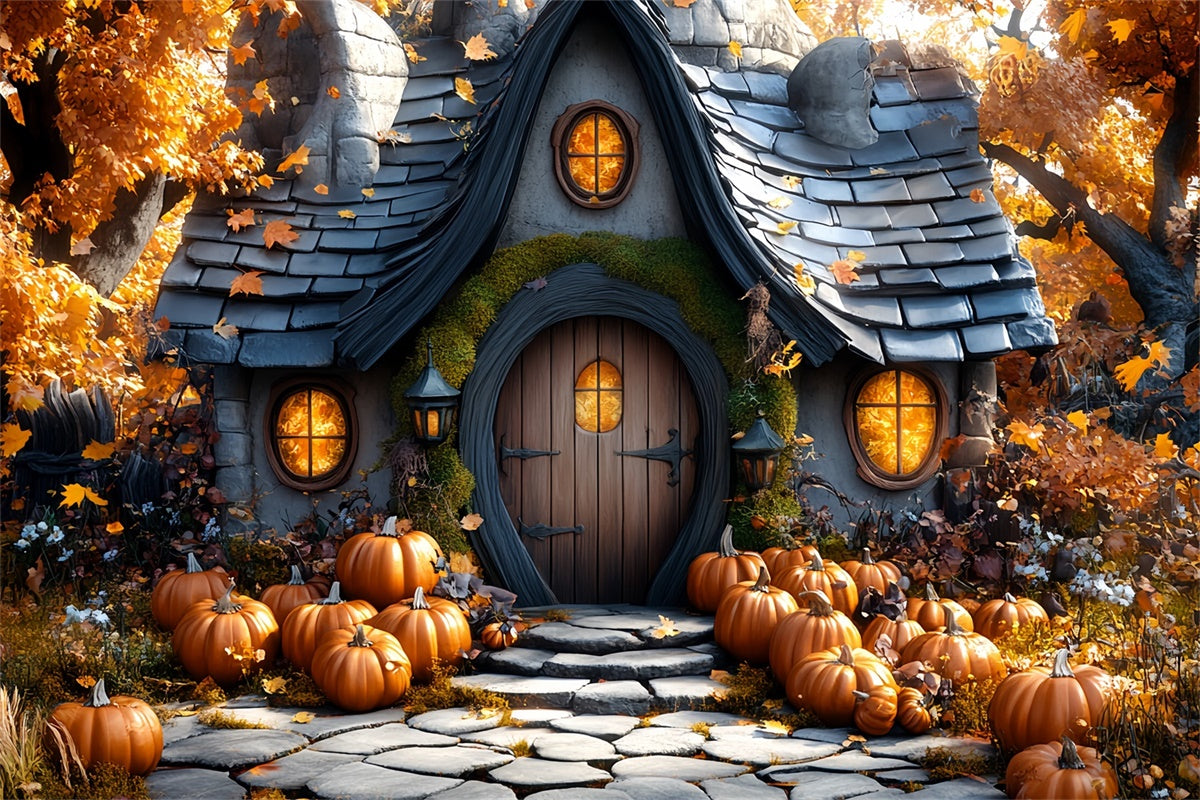 Herbst-Fotokulisse Whimsical Kürbis Haus Kulisse CSH57-192