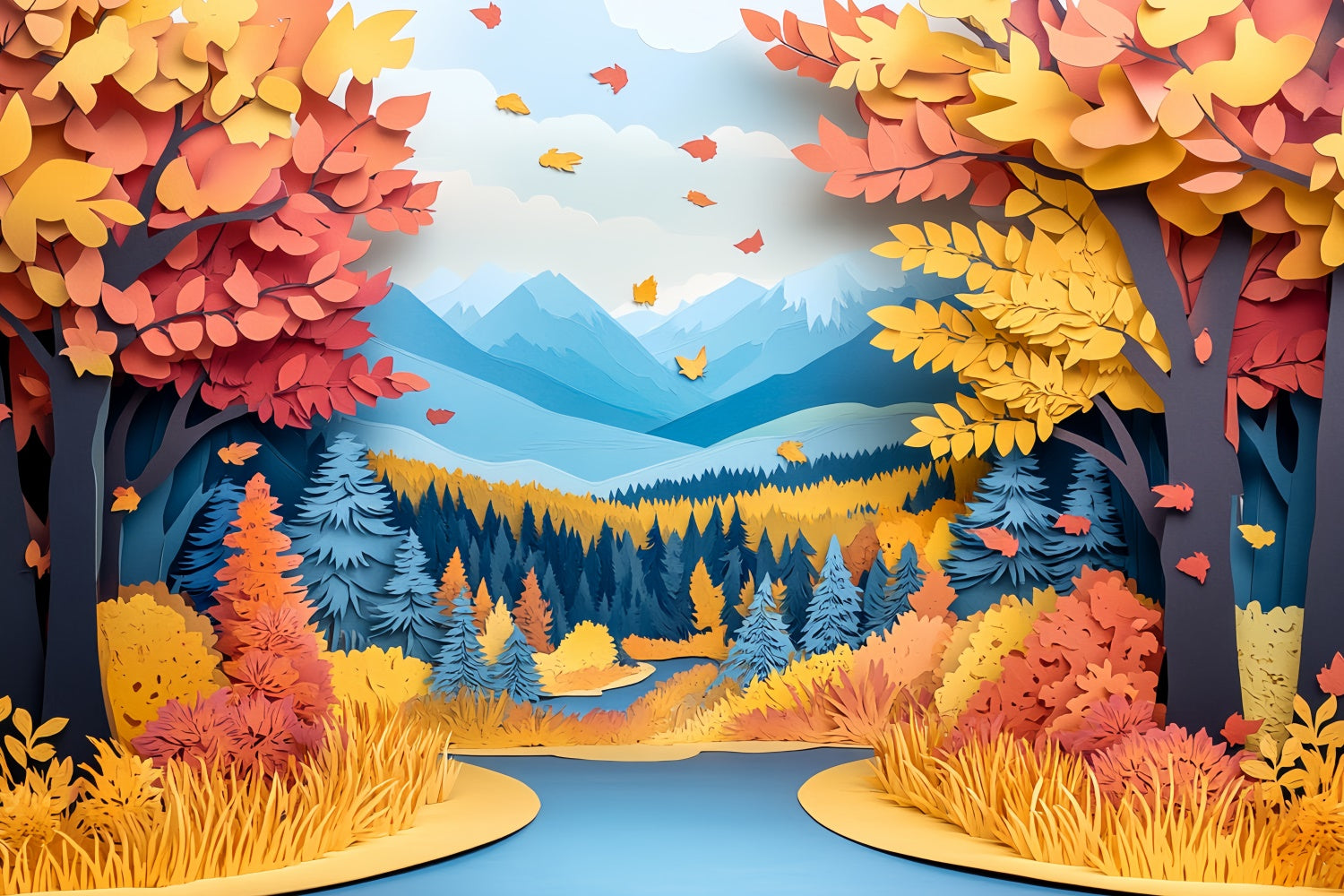 Herbst-Fotokulissen Fantasy Fall Layered Woods Backdrop CSH57-194