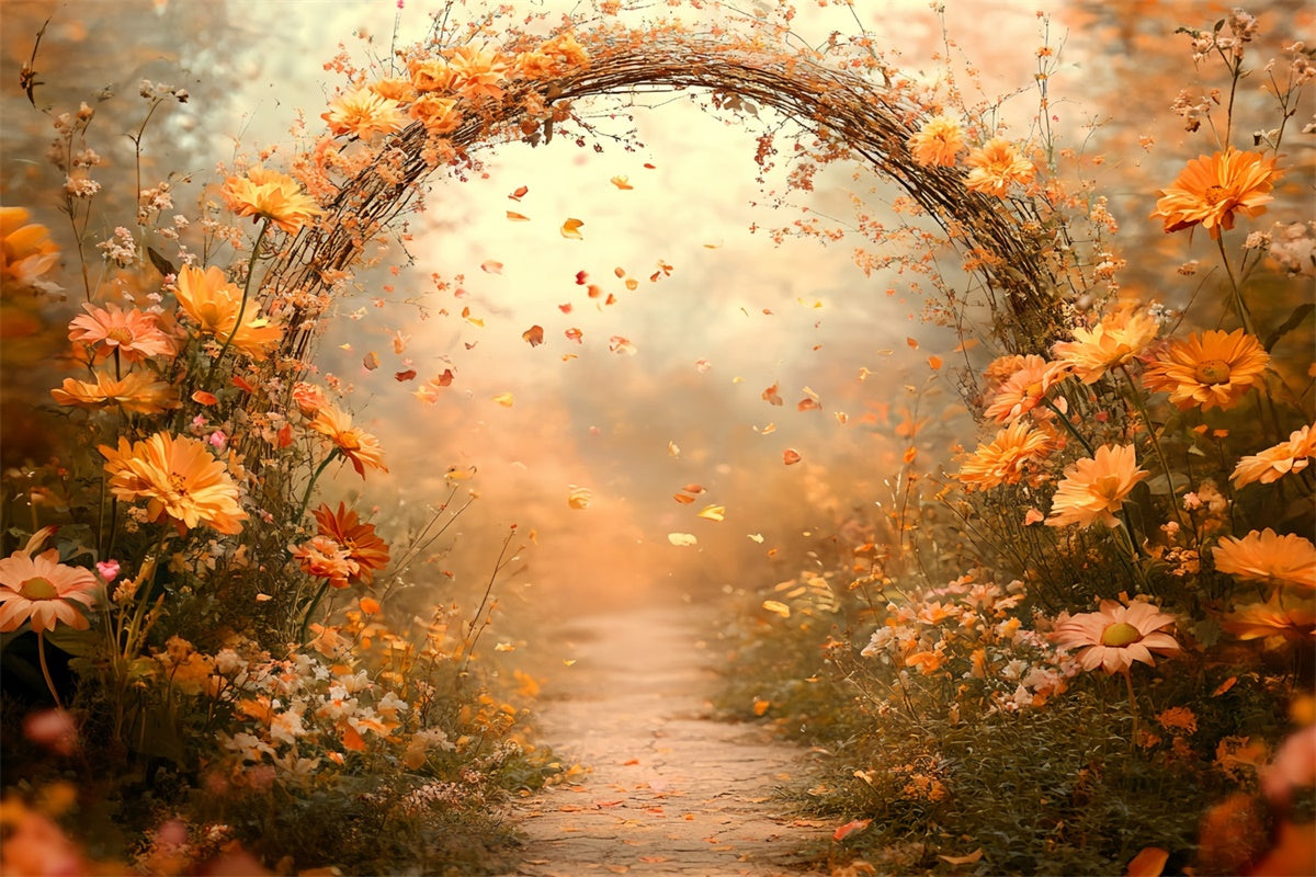 Herbst-Fotohintergrund Golden Petal Arch Path Hintergrund CSH57-195