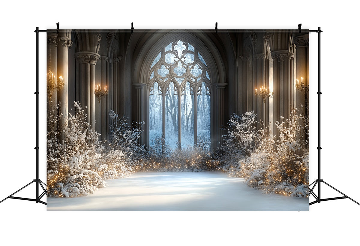 Winter Backdrop Fotografie Schnee beleuchtet Gothic Hall Backdrop CSH57-206