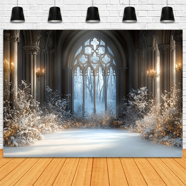 Winter Backdrop Fotografie Schnee beleuchtet Gothic Hall Backdrop CSH57-206