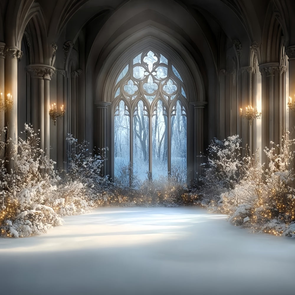 Winter Backdrop Fotografie Schnee beleuchtet Gothic Hall Backdrop CSH57-206
