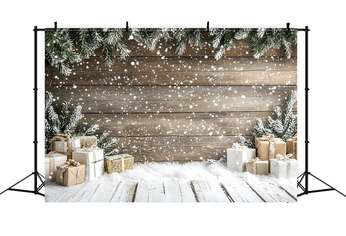 Winter Fotohintergrund Holzwand Urlaub Geschenk Hintergrund CSH57-207