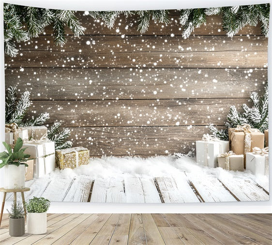 Winter Fotohintergrund Holzwand Urlaub Geschenk Hintergrund CSH57-207