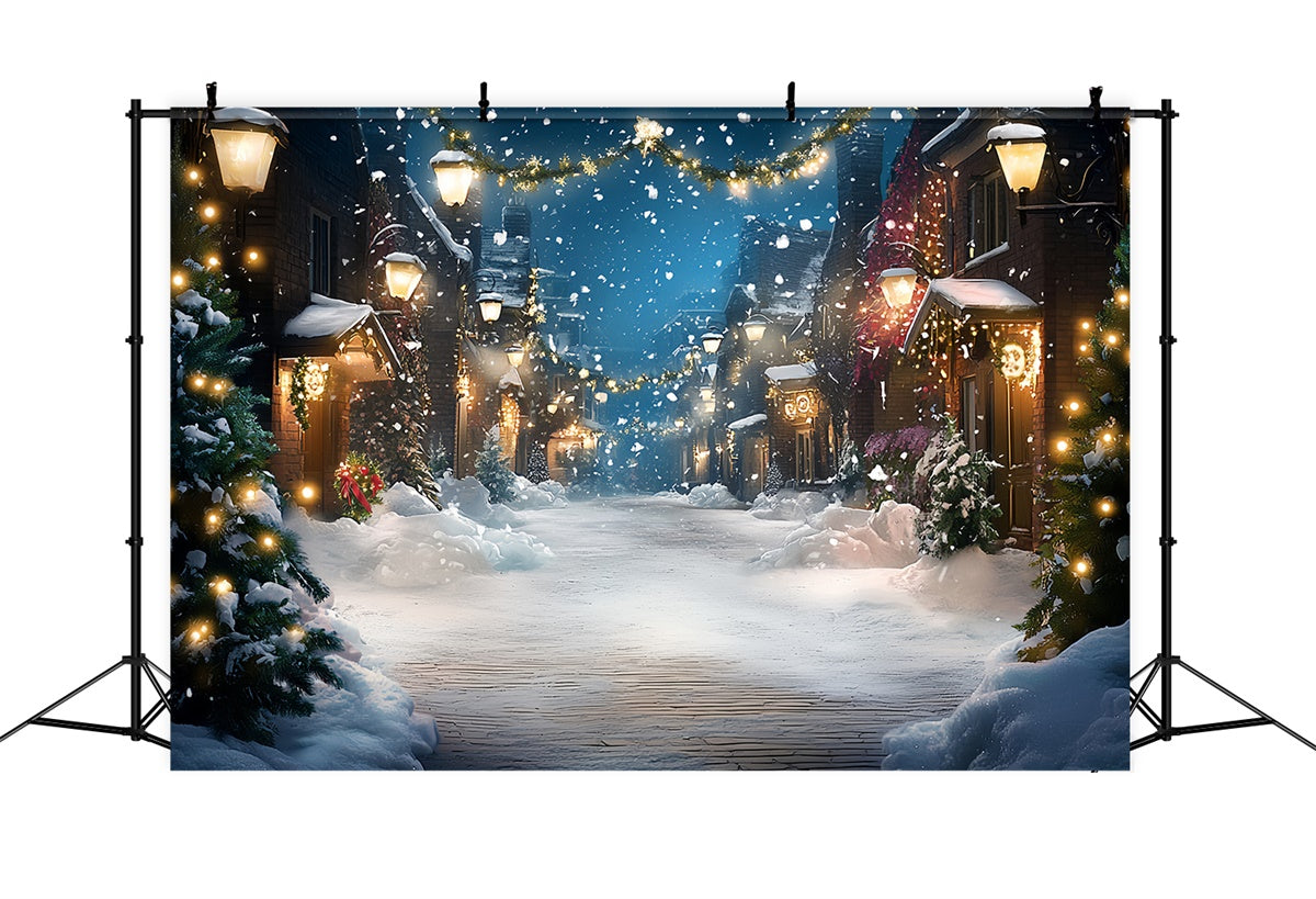 Winter-Fotohintergrund Festliche Lichter Straße Hintergrund CSH57-213