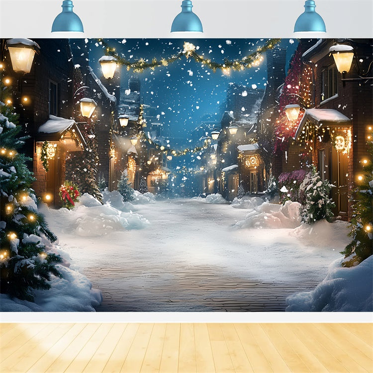 Winter-Fotohintergrund Festliche Lichter Straße Hintergrund CSH57-213