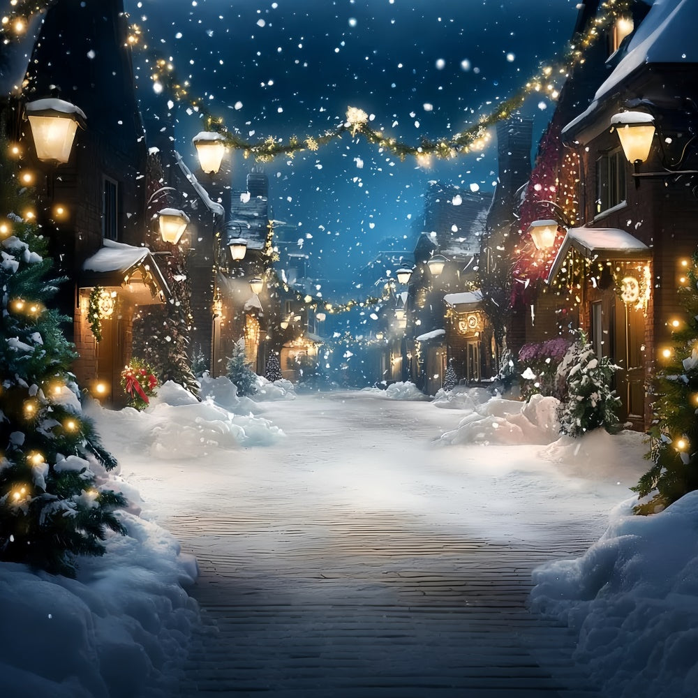 Winter-Fotohintergrund Festliche Lichter Straße Hintergrund CSH57-213