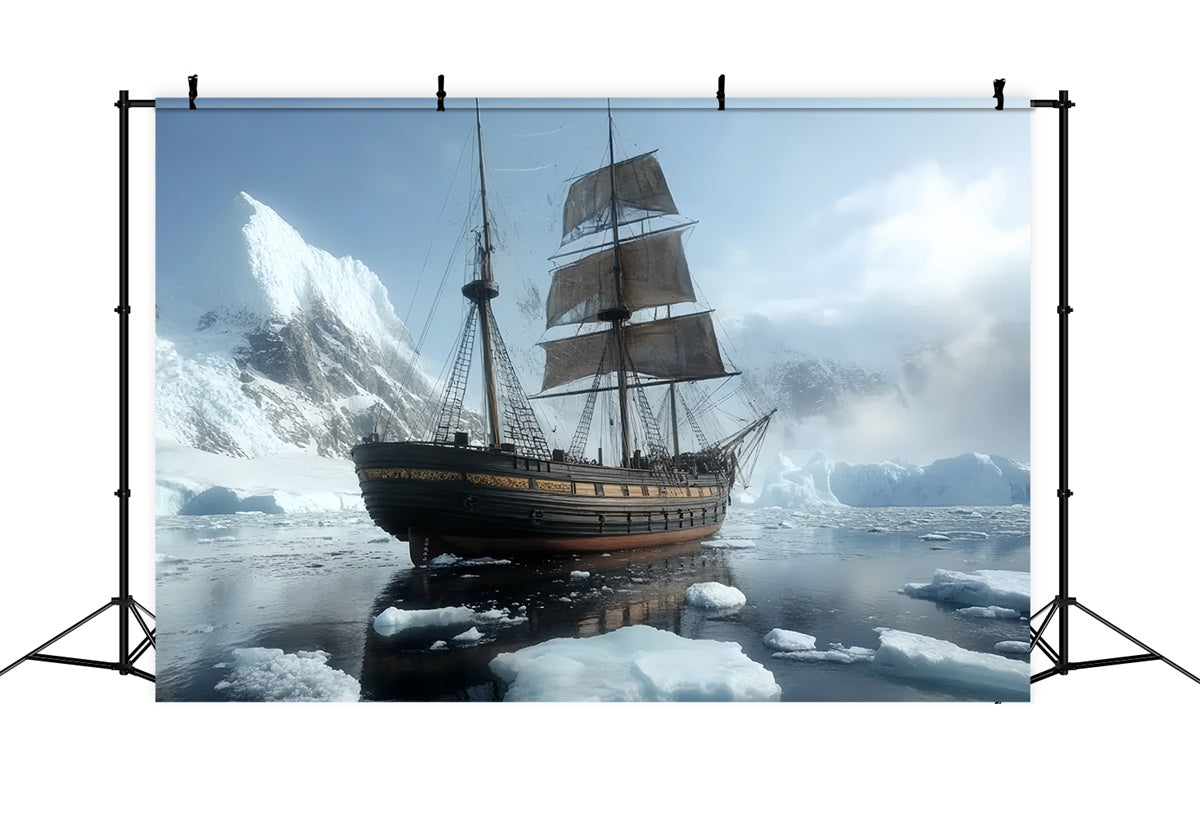 Winterszene Backdrop Gefrorenes Expeditionsschiff Backdrop CSH57-219