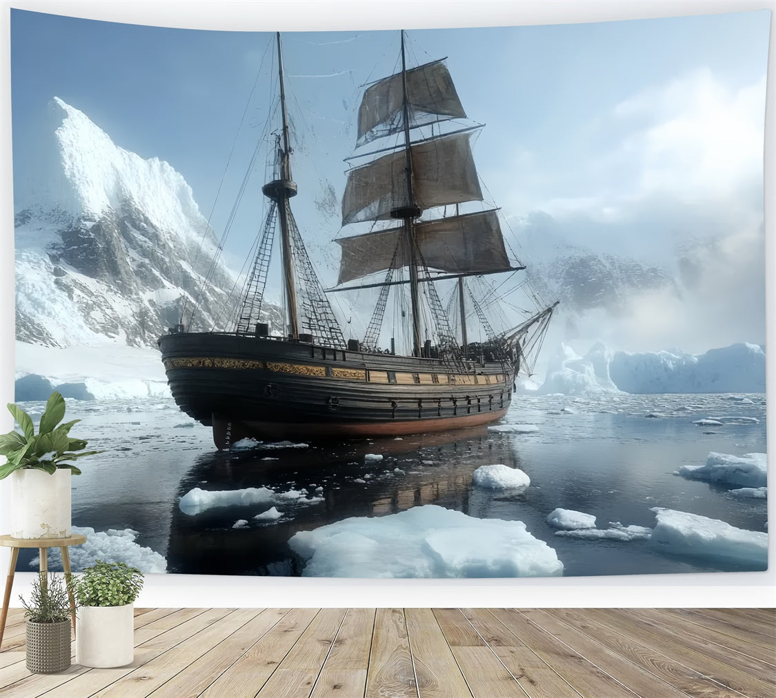 Winterszene Backdrop Gefrorenes Expeditionsschiff Backdrop CSH57-219