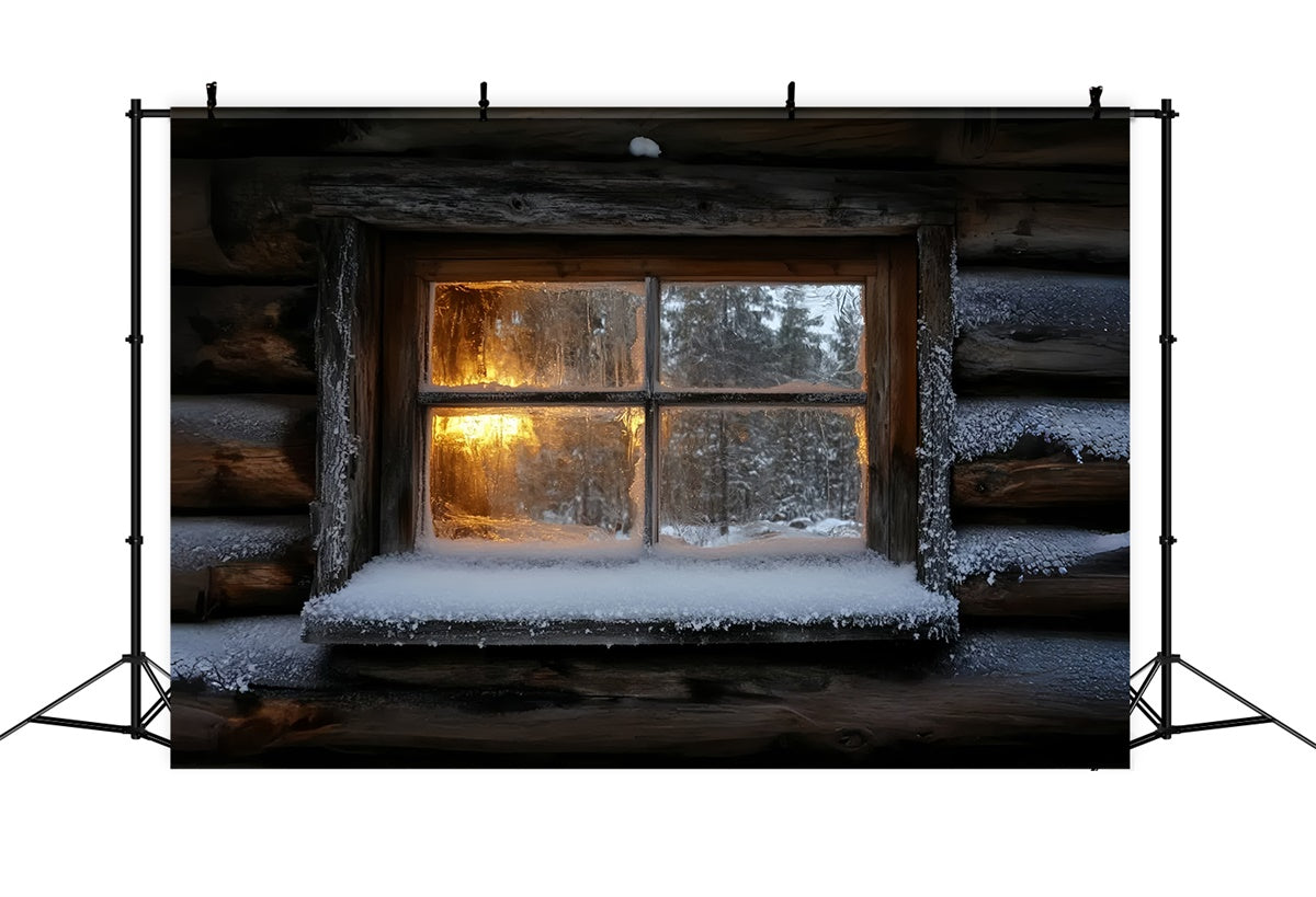 Winter Backdrop Fotografie Frosted Cabin Glow Backdrop CSH57-229