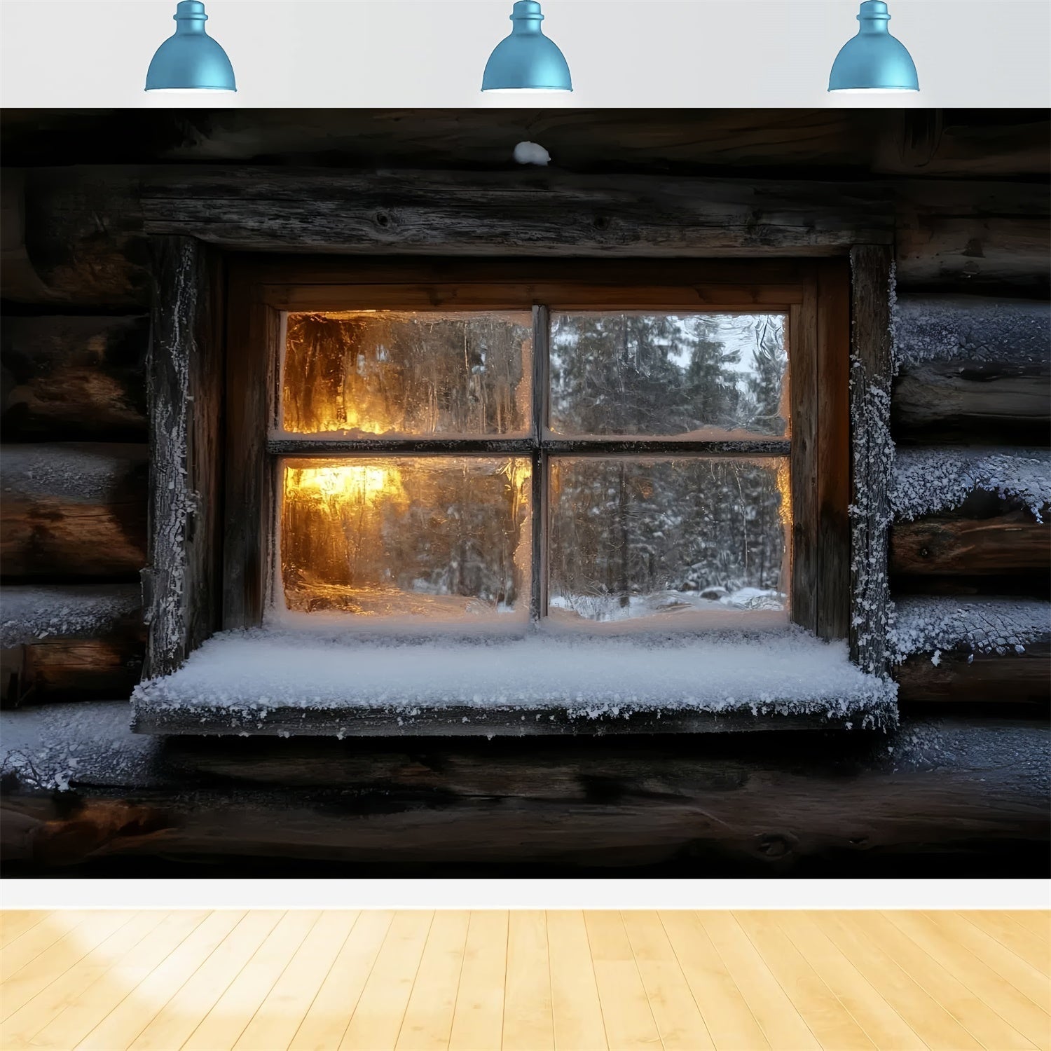 Winter Backdrop Fotografie Frosted Cabin Glow Backdrop CSH57-229