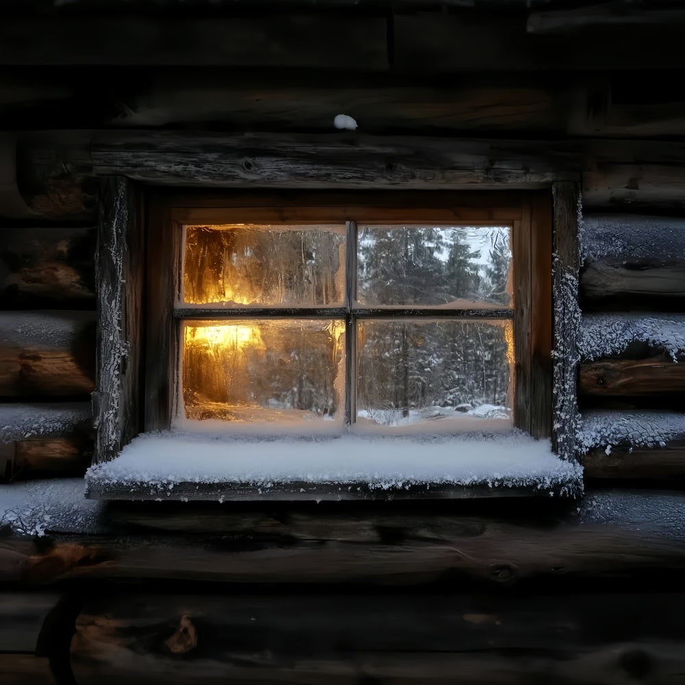 Winter Backdrop Fotografie Frosted Cabin Glow Backdrop CSH57-229