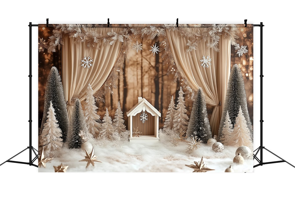 Winter Fotohintergrund Rustic Pines Drapes Backdrop CSH57-236