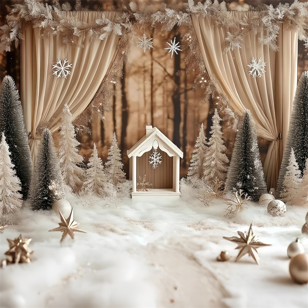 Winter Fotohintergrund Rustic Pines Drapes Backdrop CSH57-236