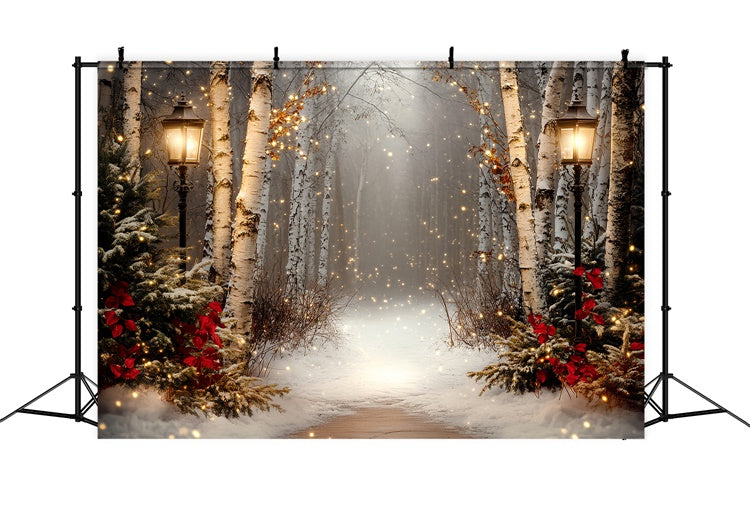 Winterszene Hintergrundkulisse Holiday Twilight Birch Backdrop CSH57-237