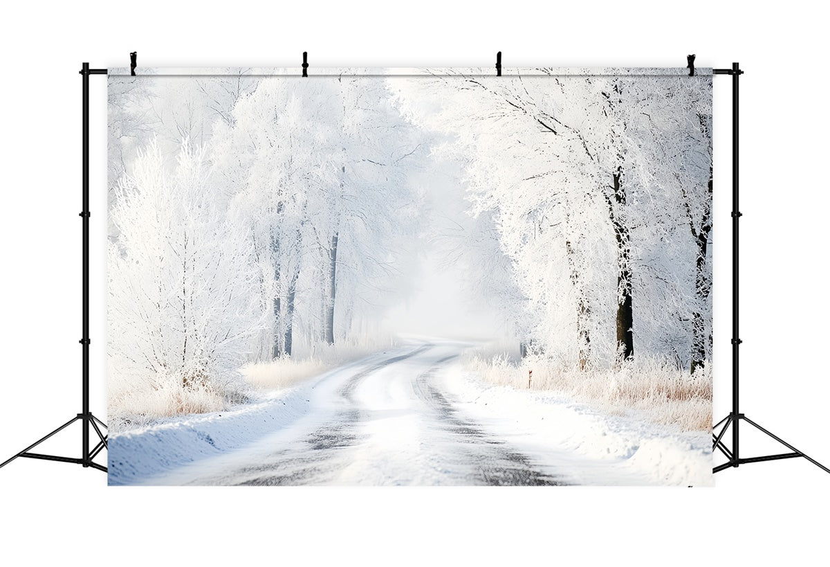 Winter Wald Hintergrund Stille Schnee Kurve Straße Hintergrund CSH57-240