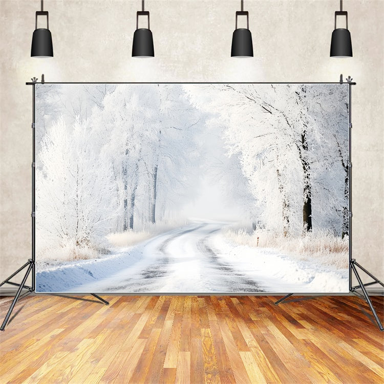 Winter Wald Hintergrund Stille Schnee Kurve Straße Hintergrund CSH57-240